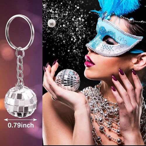 Porte-clés pendentif boule disco miroir pour cadeaux d'invités originaux - 8