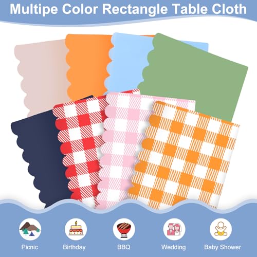 Image of NatNarr 6 Pcs Light Blue Tablecloth, Scalloped Baby Blue Table Cloths
