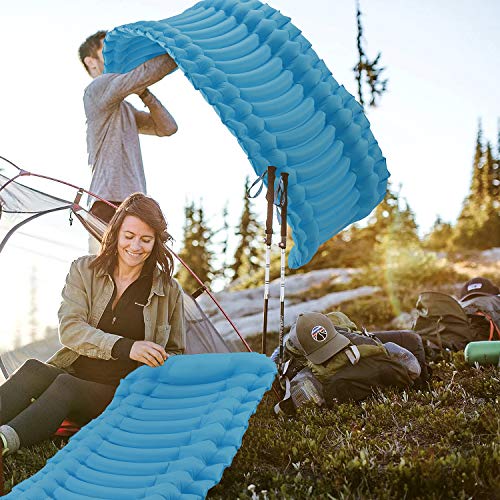 Almofada Invasor Ultraleve Inflável para Acampamento – Tapete com bomba de pé embutida, Colchão de a