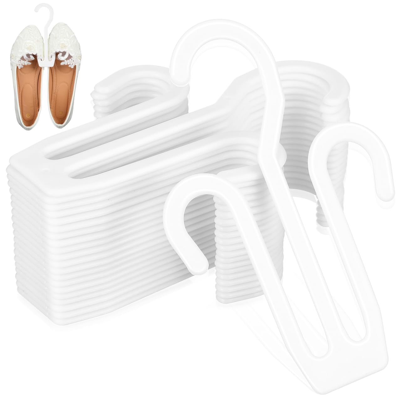 Cabilock Shoe Hanger Hooks 20 Pcs Shoe Display Hook for Slippers Sandals and Flip-Flops Wall Mounted Drying Rack for Home Shop and Retail Display 16.00 X 10.00 X 0.30 Cm