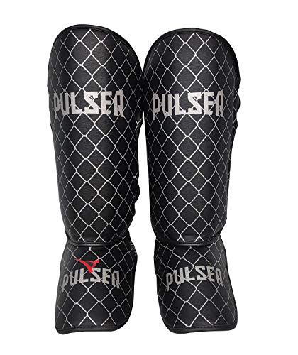 Caneleira Protetor Canela Muay Thai KickBoxing - Preto Grade - Pulser