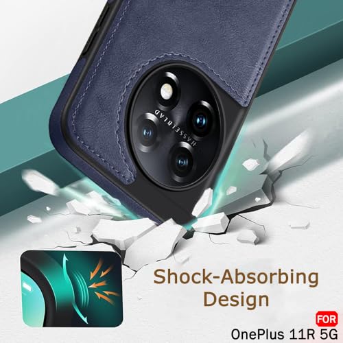 Image of TheGiftKart Genuine Leather Finish Back Cover Case for OnePlus 11R 5G|Shockproof Design|Raised Edges for Camera & Screen Protection|Stunning Minimalist Design Back Cover for OnePlus 11R (Blue)