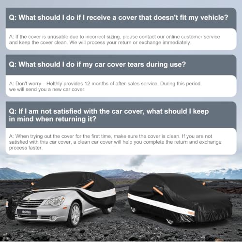 Image of 10 Layers Sedan Car Cover Custom Fit for Chrysler Sebring (1994-2011), Waterproof All Weather for Automobiles, Outdoor Full Cover Sun Rain Dust UV Protection with Cotton. Black