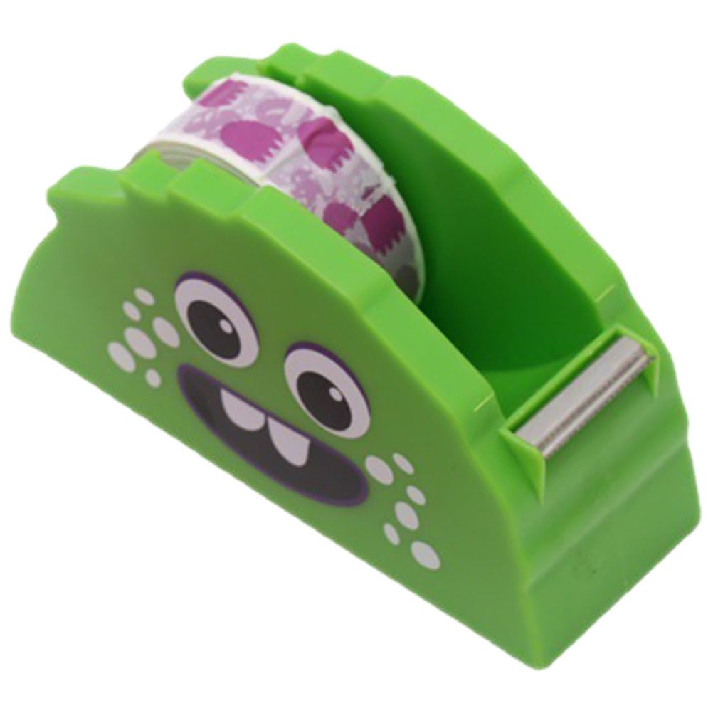 Gadpiparty Supporto per nastro adesivo con mostro cartoni animati, per la scrivania, piccolo dispenser di nastro adesivo per il taglio, costruzione stabile, multifunzione, 1 pezzo