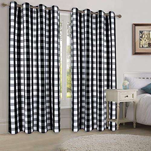 Black And White Buffalo Checker Plaid Curtains For Farmhouse Bedroom Gingham Light Filtering Window Drapes Grommet Curtains For Living Room Set Of 2 Panels Each Is 52Wx84L #TOP1
