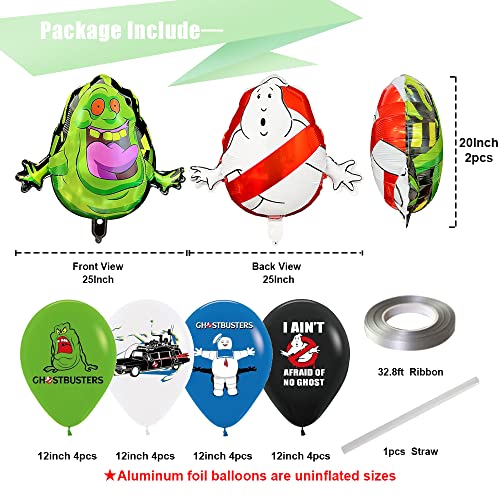 Cymylar 18Pcs Ghostbusters Theme Party Supplies Balloon Bouquet, Printed Latex Balloons, Double Sided Aluminum Film Balloons For Kids Adults Ghostbuster Movie Video Game Theme Party Decorations #TOP1