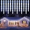 Geemoo Lichtsnoer met ijspegels, voor buiten, wit, 4 m, 90 leds, kerstverlichting buiten, 20 ijspegels, 8 modi, timer, werkt op stroom, aansluitbaar, ijsregen, lichtketting voor kerstdecoratie