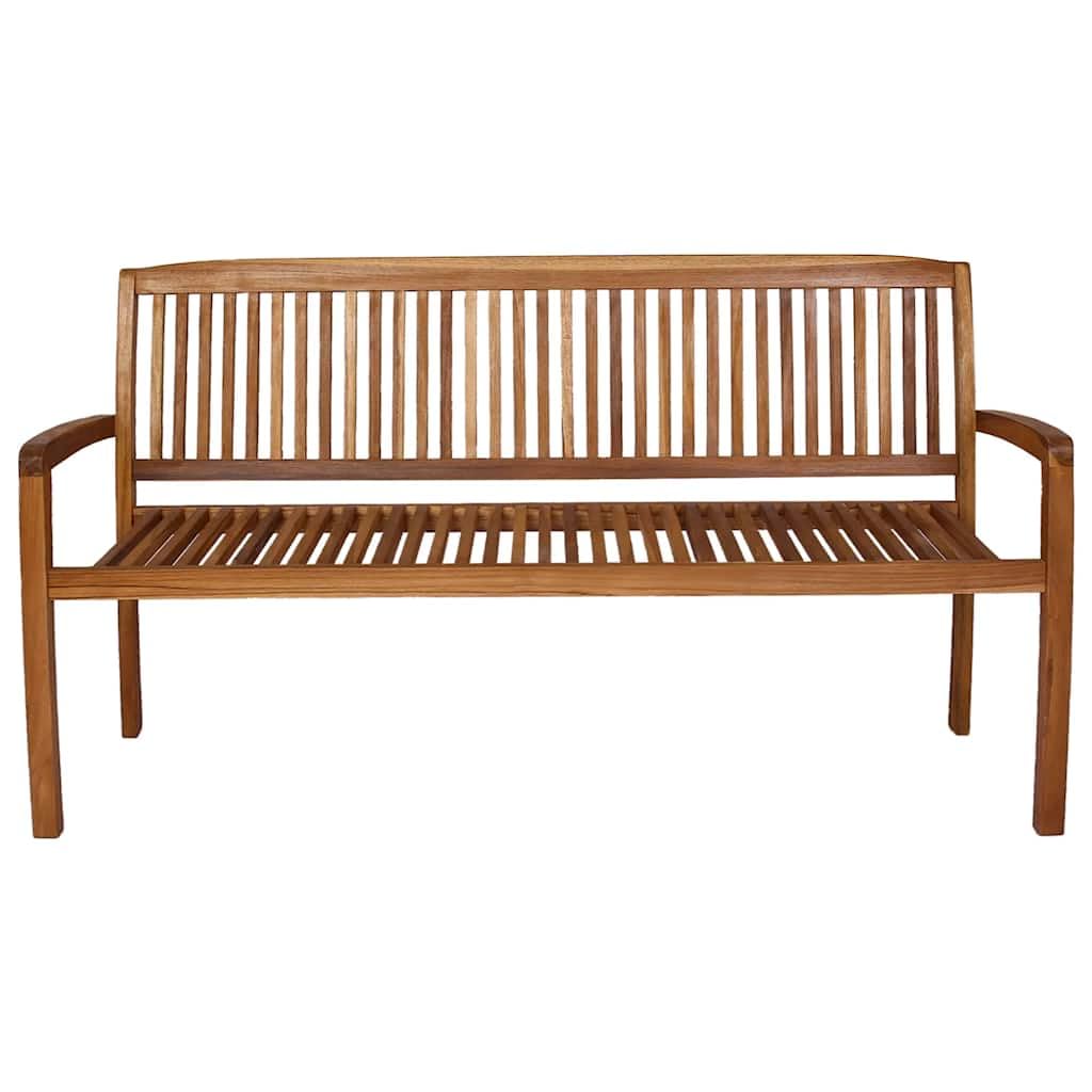 Fengshui Ławka ogrodowa z drewna tekowego, 3-osobowa, 159 cm, możliwość układania w stos