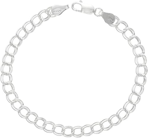 Pulseras de plata de ley de 0.197 in de doble eslabón, tobilleras, collares ligeros, sin níquel, Italia 316 de ancho, 7-16 pulgadas