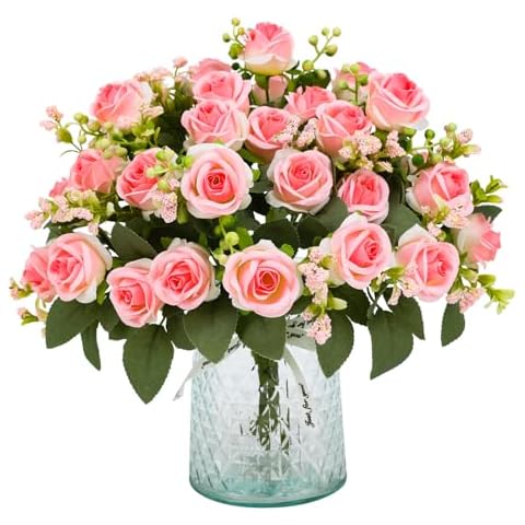 JUSTOYOU Pink Silk Rose Bouquets Cover