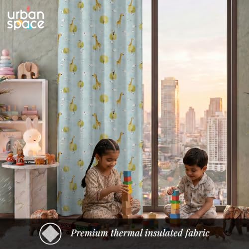 Image of Urban Space 100% Blackout Window Curtains for Kids Room | Digital Printed Nursery & Bedroom Curtain | 100% Light Blocking Eyelet Curtain with Tie Back | 1 Panel (Window - 5 Feet, Forest Friends)
