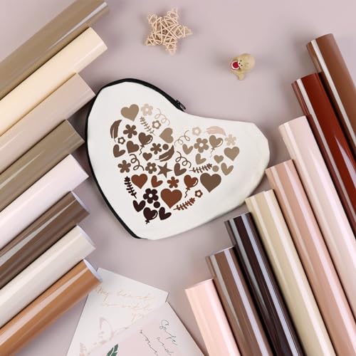 Image of Tintnut Nude Color Heat Transfer Vinyl,16 Sheets 12x10in Iron on Vinyl | Neutral earthy tone PU HTV sheets,easy cut & weed,stretch washable,works with iron & heat press for handmade crafts