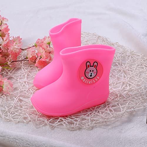 IWIHMIV Toddler Rain Boot Waterproof Kids Shoes Baby Rain Boys Toddler Girls Rubber Baby Shoes（Pink,12 Months2