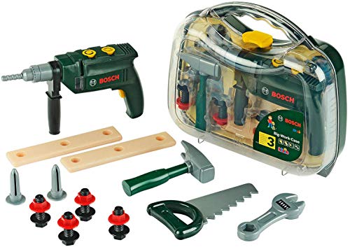 Theo Klein 8416 Bosch Tool Case, Large I 16-part tool kit I Incl Battery-Powered Drill with Light and Sound I Toy for Children Aged 3 Years and up