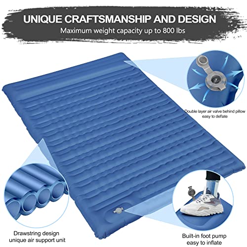 Double-Sleeping-Pad-Self-Inflating-Camping-Mattress-2-Person-with-Pillow-Built-in-Foot-Pump-4-Extra-Thick-Camping-Mat-for-Sleeping-Picnicking