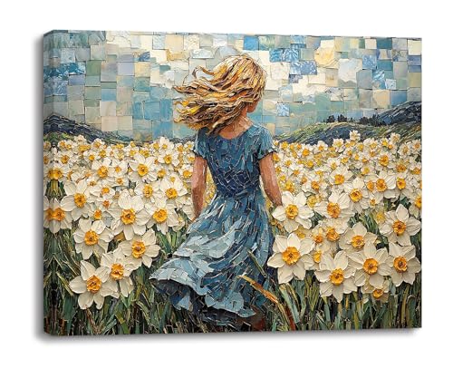 Piy Painting Impresiones En Lienzo, Flor De Mar Pintura De Arte Decorativo, Chica Póster Moderno, Lienzos De Pared, Fácil De Colgar Para Dormitorio Entrada Vestíbulo Cafetería Cocina, 30X40 CM