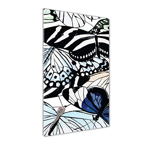 Image sur verre papillons bleus 60x120 cm tableau pour salon