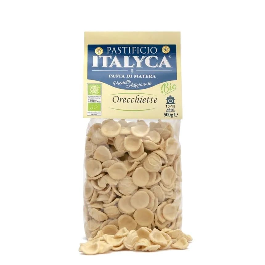 15 x 500 g - Orecchiette Bio - Pasta di Grano Duro - Prodotta in Basilicata - Pacco da 500 g - Pastificio Italyca