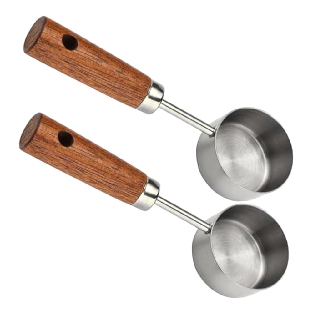 CTRLZS Stainless Steel Coffee Scoop for Ground Coffee, 15ml Coffee Measuring Scoop with Woodle Handle Coffee Spoons Easy Install Easy to Use -B