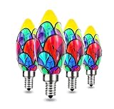 Greeogin Dimmable Stained Glass LED Edison Bulb, Tiffany Style Color Bulb,C35 E12 Base 4 Watts LED L