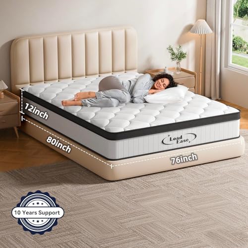 King Size Mattress,12 Inch King Mattress in a Box for Back Pain Relief, Upgrade Memory Foam and Pocket Coils Spring, Medium Firm, Excellent Motion Isolation, Edge Support, 80x76x12