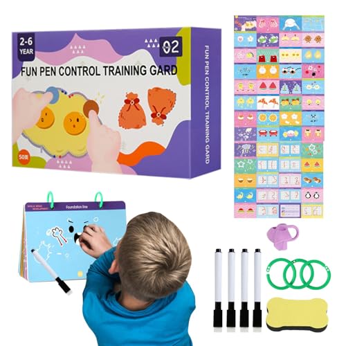 Moonyan Cartella di lavoro per il controllo della penna, libri di ricalco per bambini - Libro di esercizi educativi per la scrittura a mano Libro di controllo della penna | Robusti libri d