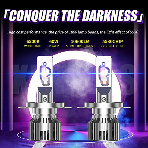 Bombillas LED H4 de alta potencia 10600 lúmenes con chips 5530 y haz regulable para coche 2