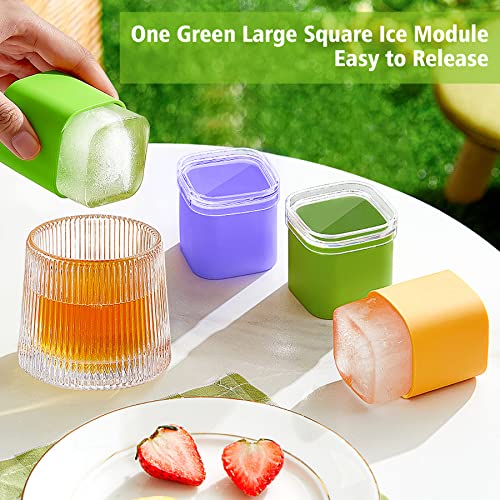 Ctszoom Ice Cube Tray With Lid And Bin &Scoop, 64 Pcs Ice Cubes Molds 2 Trays, Ice Cube Tray Mold For Freezer With One Large Square Ice Cube Molds For Whiskey, Cocktail (Green) #TOP6