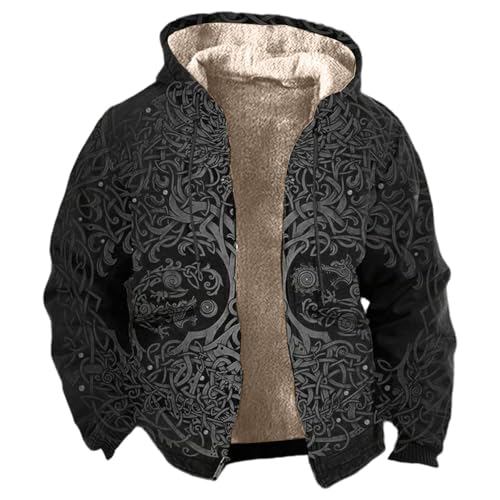 Veste viking pour homme et sweat à capuche zippé en polaire épaisse