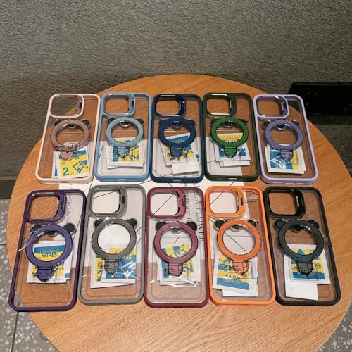 Coque iPhone 13 Pro magnétique transparente protège objectif rigide orange