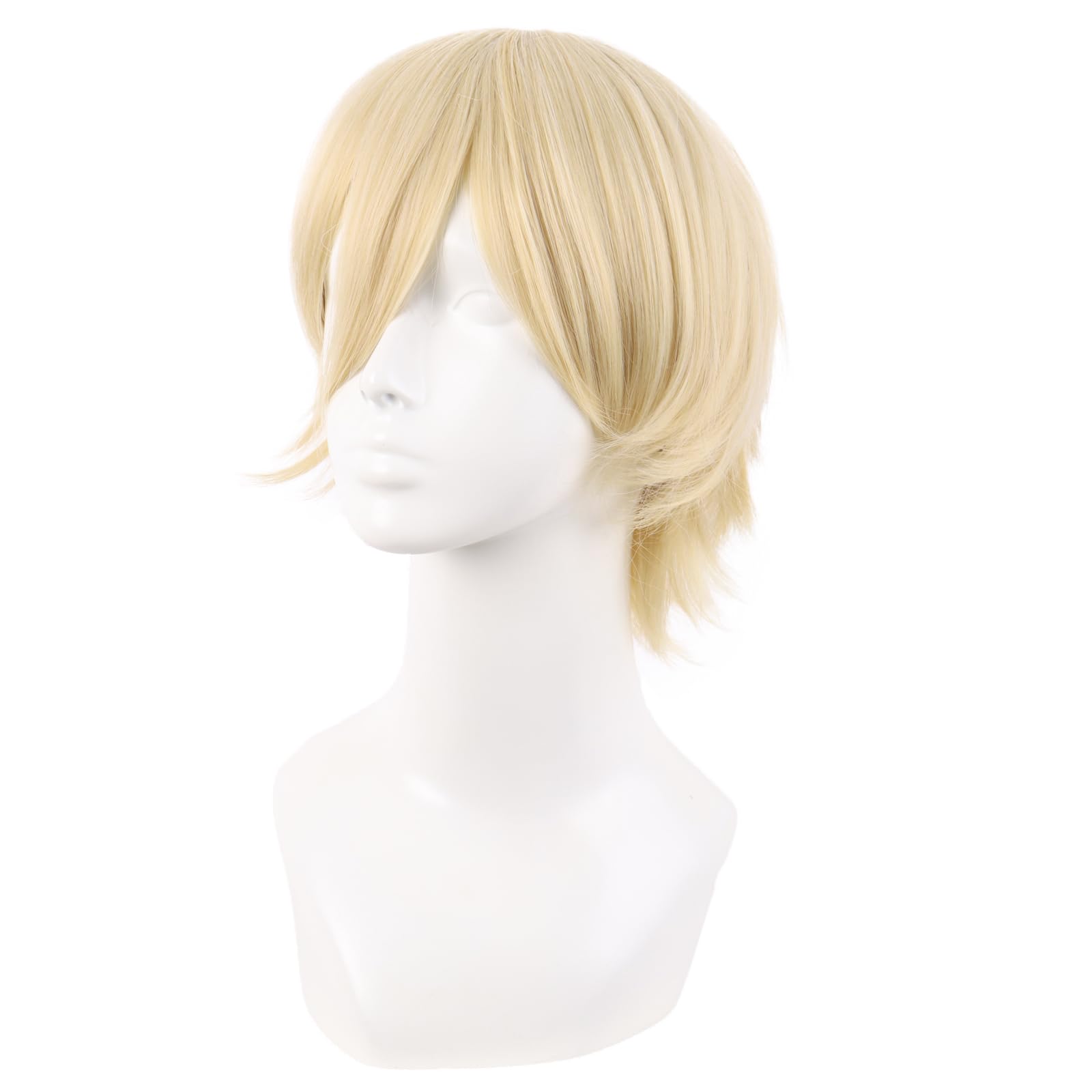 MapofBeauty 12 Inch/30 cm Men Women Short Straight Side Bangs Cosplay Costume Wig (Mixed Blonde) - Image 2