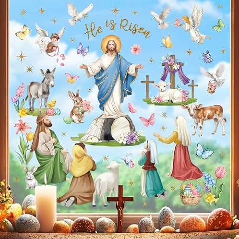 Decalmile Risen Easter Window Clings Cover