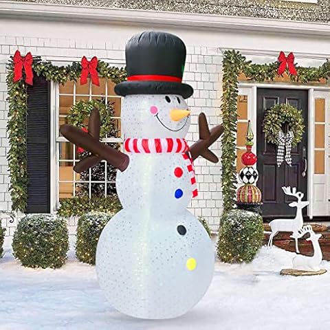 XL Outdoor Christmas Decorations Yard Inflatables Blow Up Xmas Large Holiday Lawn Decor Winter Snowflakes Snowman, 8' Tall, by HappyThings! Cover