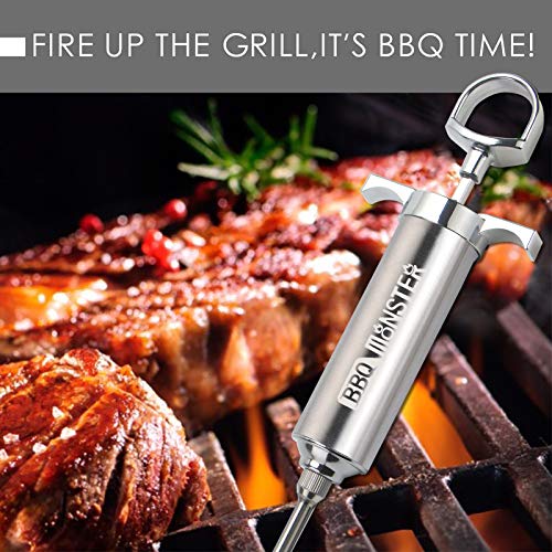 BBQ Monster Meat Injector Syringe Kit with 4 Professional Marinade Injector Needles for BBQ Grill Smoker, Turkey and Brisket; 2-oz Large Capacity, Including Paper User Manual, Recipe E-Book (PDF) - Thumbnail 2