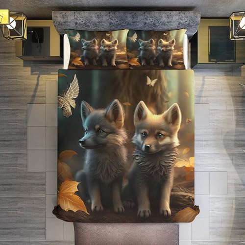 Parure de lit loup 3D microfibre de qualité supérieure - 3