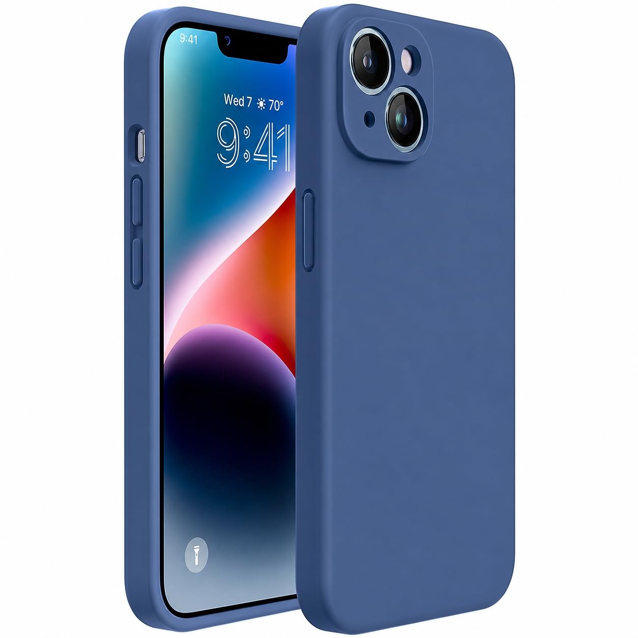 Miracase Silicone for iPhone 14 Case, Glass Blue