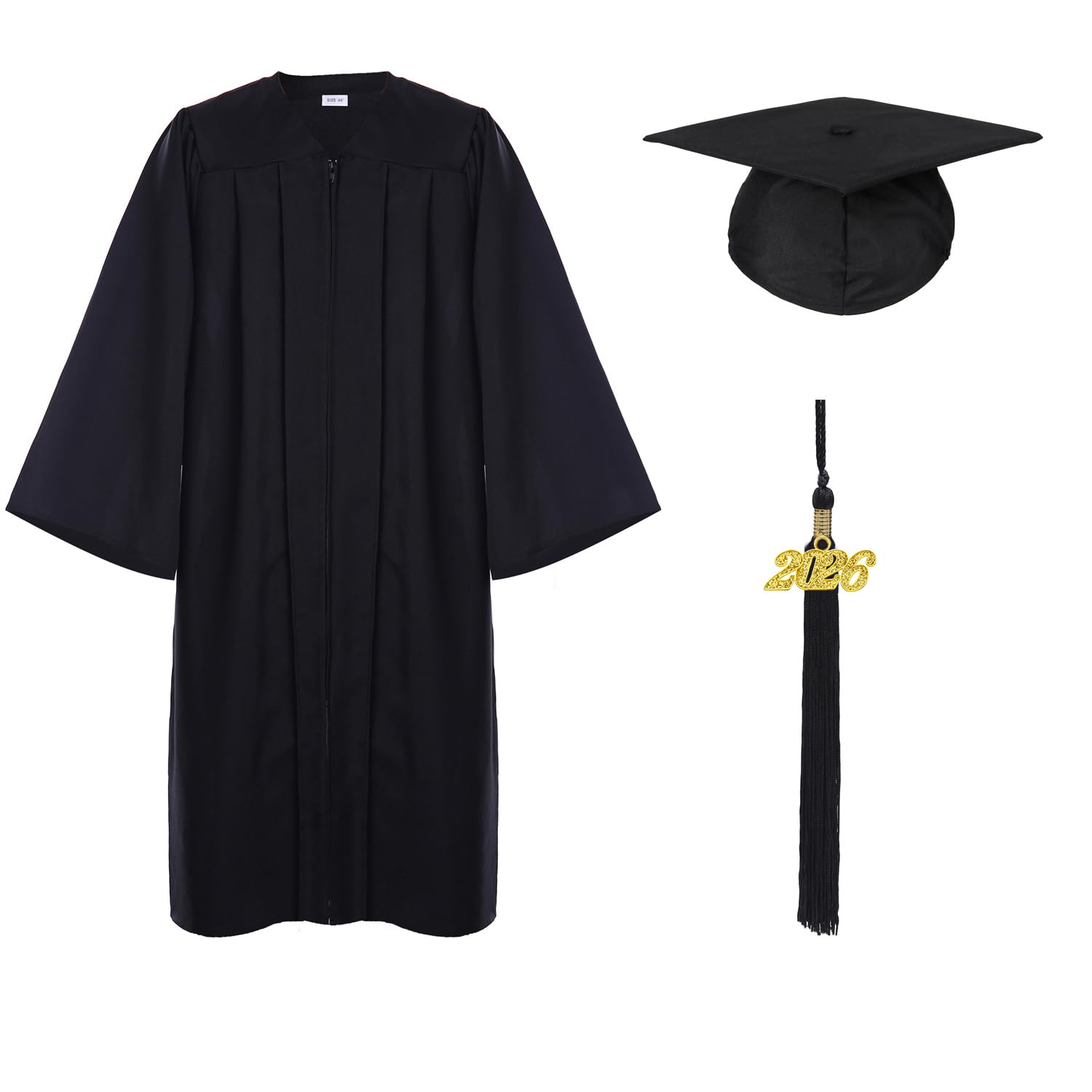 Unisex Adult Matte Graduation Cap and Gown Tassel Set