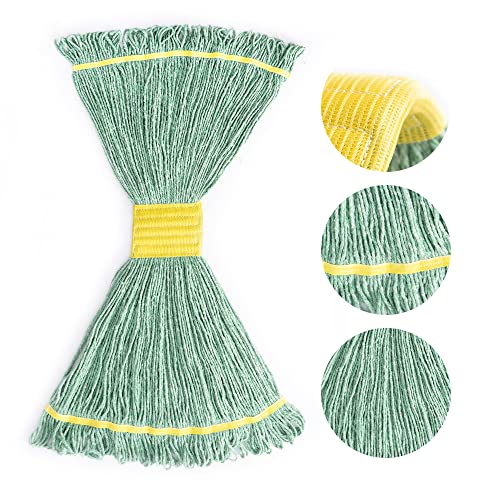 Image of Matthew Cleaning 3Pcs 5'' Headband White&Orange&Green 24Oz Commercial String Mop Heads, Loop-End Mop Head Replacement, Heavy Duty Industrial Washable&Reusable Mop Refills for Residential& Warehouse