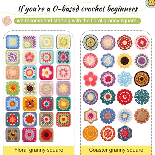 Image of Katech Crochet Kit for Beginners, 50 Pattern Granny Square Crochet Kits for Adults Beginner Learn to Crochets w /Video Tuturials, Knitting Kit w /1378yds Yarn for Crocheting Blanket or Shawl