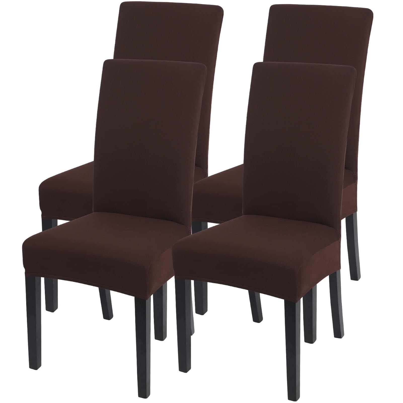 SearchI Dining Room Chair Covers Set of 4 Stretch Solid Parsons Chair Slipcovers Super Fit Spandex Removable Washable Kitchen Chair Protector Cover for Dining Room,Hotel(Pure Coffee)