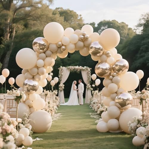 Image of 200pcs Sand White Balloons 5 Inch, Small Mini Latex Balloons for Party Birthday Baby Shower Anniversary Festival Arch Garland Decoration