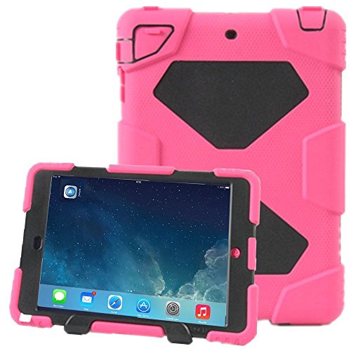 ipad mini case,Aceguarder Apple Ipad Mini 1&2&3 Case Waterproof Rainproof Shockproof Kids Proof Case for Ipad Mini 2 Mini 1&2(gifts Outdoor Carabiner + Whistle + Handwritten Touch Pen) (PINK-BLACK)