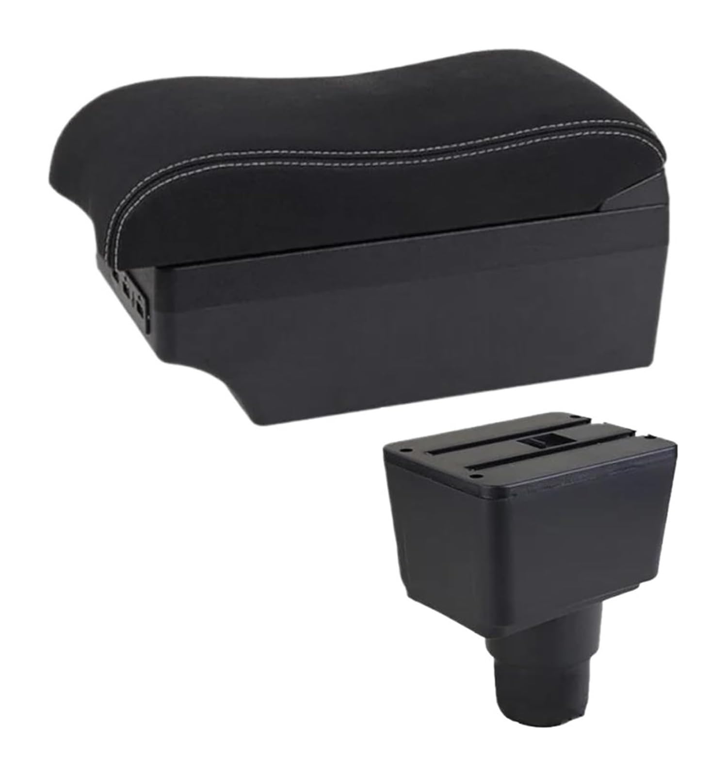 HCKCLMBMZW For Ecosport 2018 2019 2020 2021 Armrest Box Leather Arm Rest Center Console Storage USB Car Accessory Car Armrest Center Console(E2 White Line)