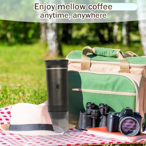 Image of 3-in-1 Portable Coffee Maker, Self-Heating Espresso Machine, USB Rechargeable Travel Coffee Maker, Compact for Office, Travel, Camping - Black