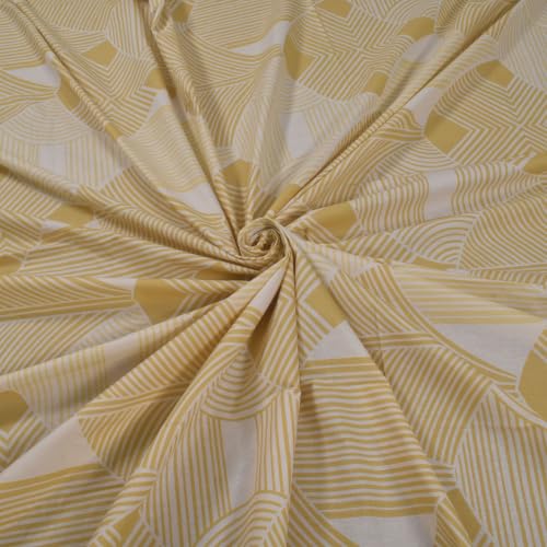 Image of Huesland by Ahmedabad Cotton 144 TC Bedsheet for Single Bed with 1 Pillow Cover | Mustard Yellow & Dark Cream