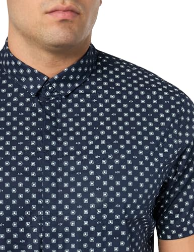 Armani Exchange Men's Short Sleeve Micro Print Button Down Shirt. Slim Fit2