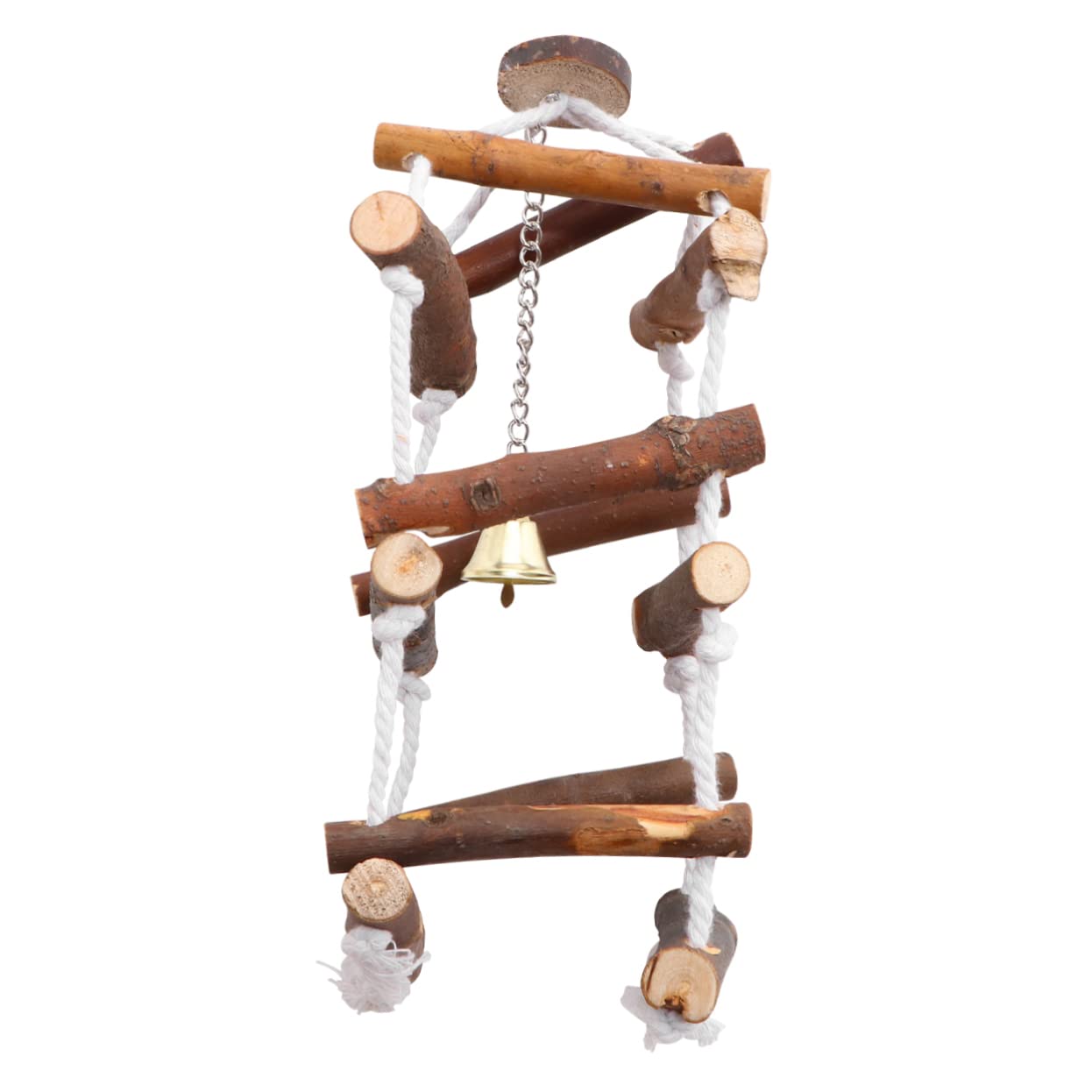 Abaodam Wooden Parrot Swing Three Hanging Pendant with Cotton Rope Fun and Engaging Play for Parrots Macaws and Budgies for Cage and Garden Use