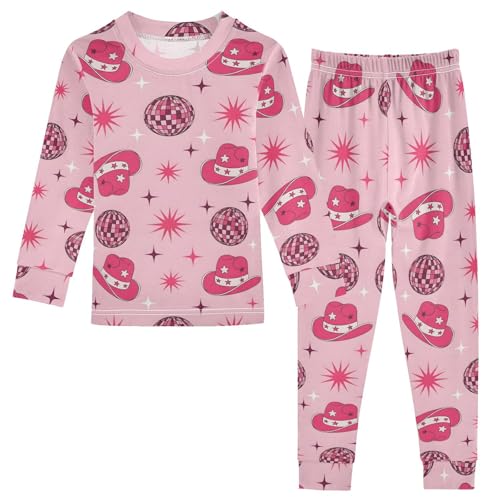 Pajama Sets Long Sleeve Cowboy Hats and Disco Balls Soft Comfy Sleepwear 2 Piece PJS 3-8T