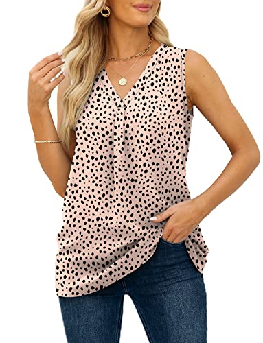 Xieerduo Womens Summer Tops Basic V-Neck Chiffon Tank Top Loose Fit Fashion Polka Dot Xl thumb #2