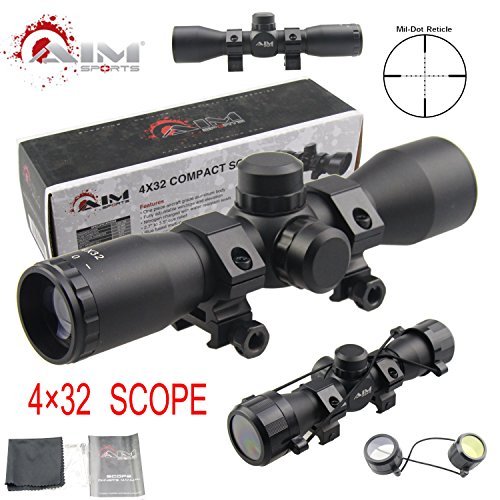 TACFUN AIM Sports Tactical 4X32 Compact .223 .308 Scope/w Rings Mil-Dot Reticle